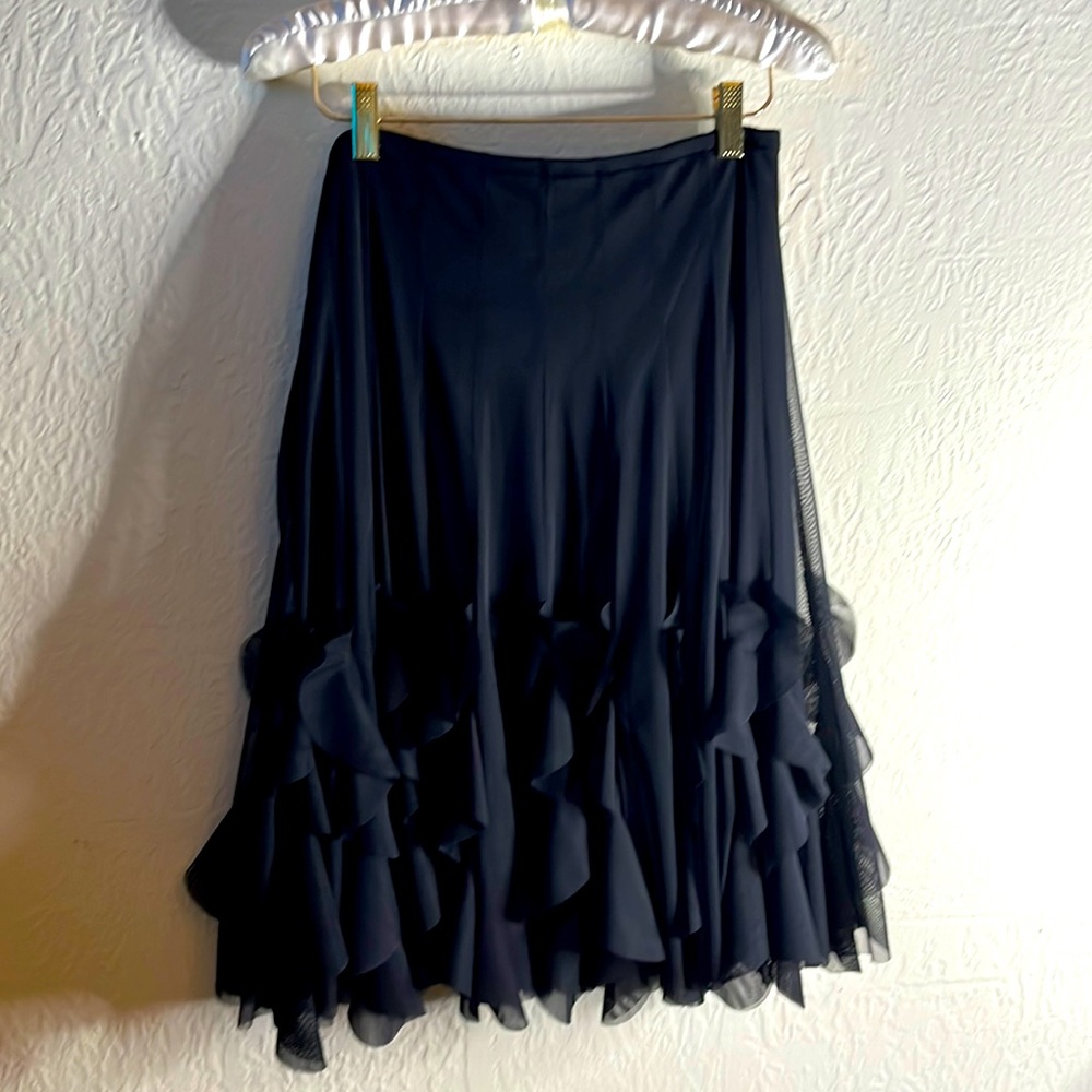 Joseph Ribkoff black party nylon ruffles skirt